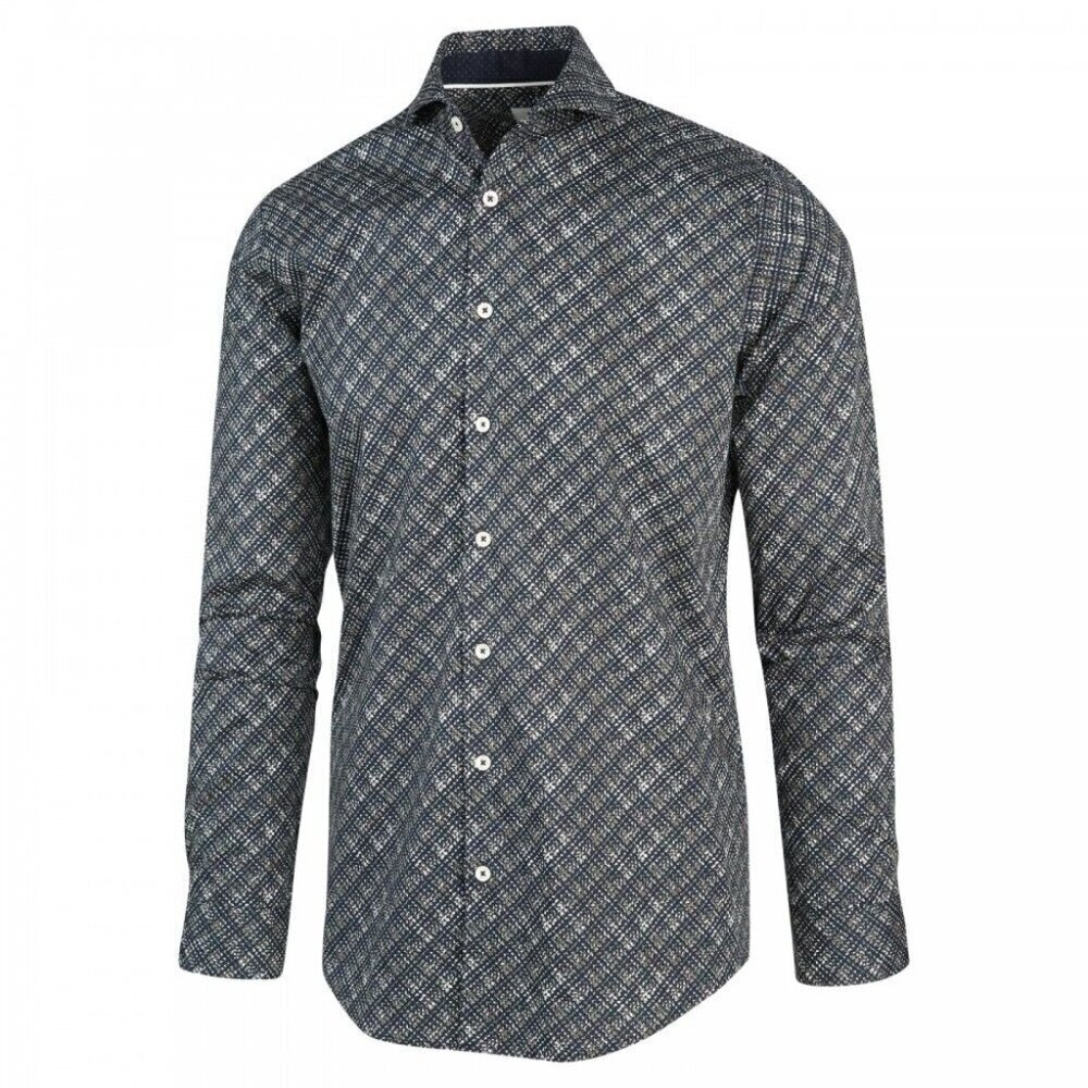 Blue Industry button down shirt sz 42 "army graphic"